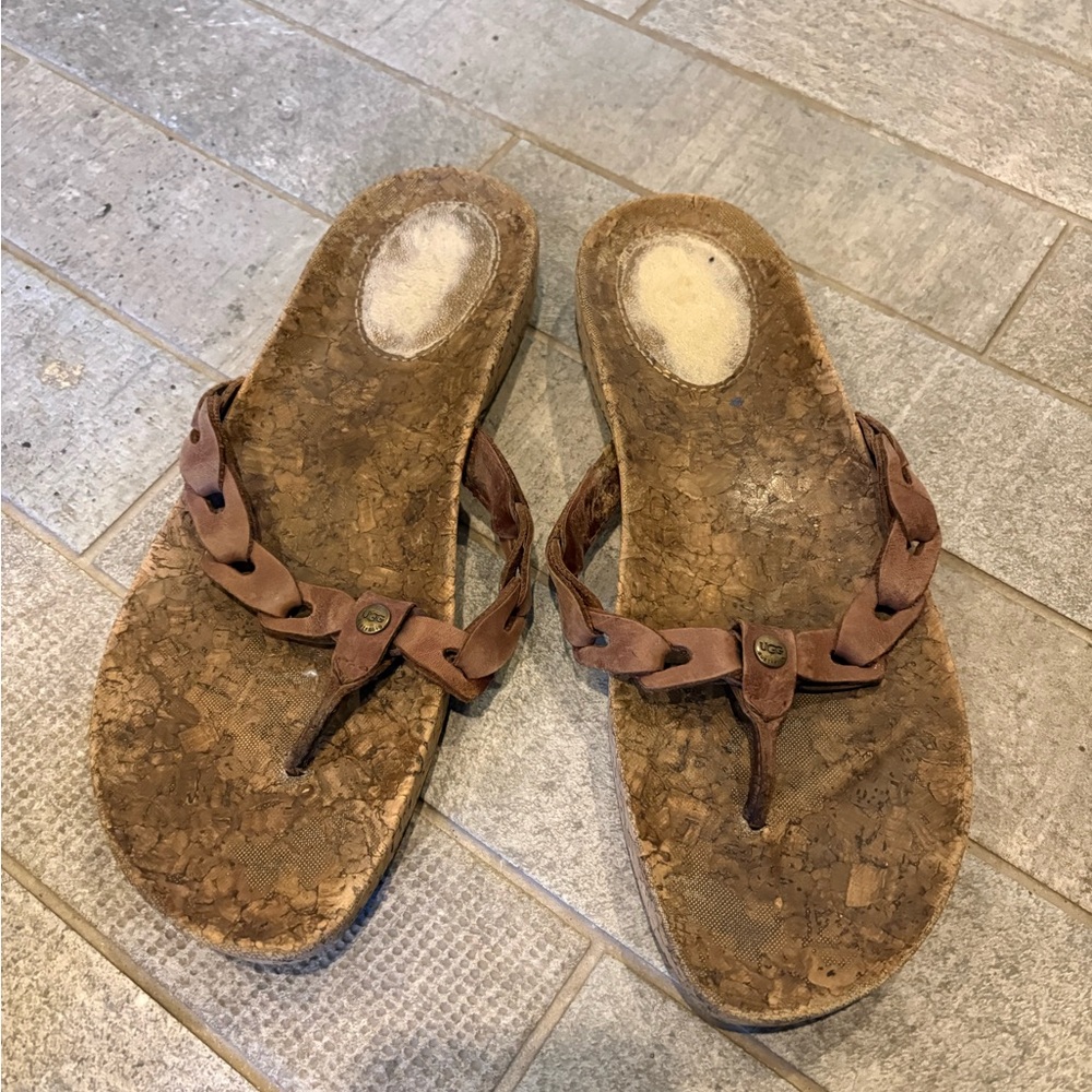Ugg Braided Thong Cork-Style Flip Flop Sandals